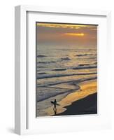 Surfer at Blackhead Beach, South of Dunedin, South Island, New Zealand-David Wall-Framed Photographic Print