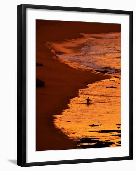 Surfer at Dawn, Gibson's Beach, Twelve Apostles, Port Campbell National Park, Victoria, Australia-David Wall-Framed Photographic Print