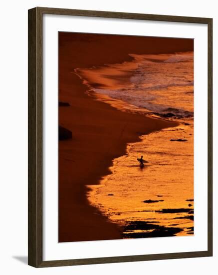 Surfer at Dawn, Gibson's Beach, Twelve Apostles, Port Campbell National Park, Victoria, Australia-David Wall-Framed Photographic Print