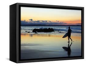 Surfer at Dusk, Gold Coast, Queensland, Australia-David Wall-Framed Stretched Canvas