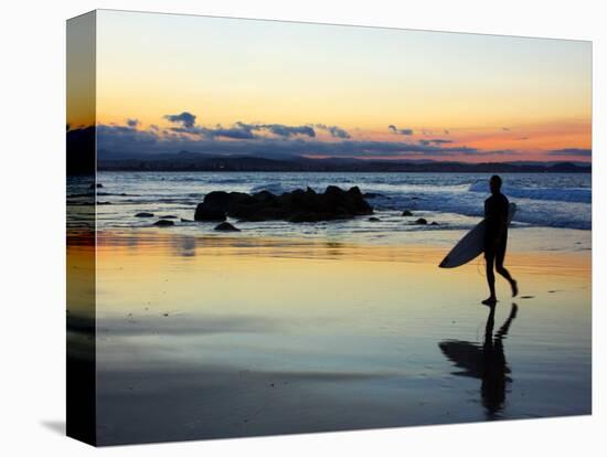 Surfer at Dusk, Gold Coast, Queensland, Australia-David Wall-Stretched Canvas