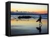 Surfer at Dusk, Gold Coast, Queensland, Australia-David Wall-Framed Stretched Canvas