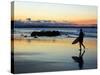 Surfer at Dusk, Gold Coast, Queensland, Australia-David Wall-Stretched Canvas