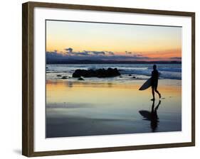 Surfer at Dusk, Gold Coast, Queensland, Australia-David Wall-Framed Photographic Print