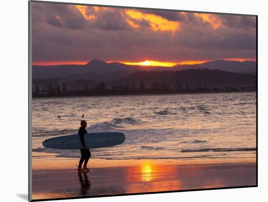 Surfer at Sunset, Gold Coast, Queensland, Australia-David Wall-Mounted Premium Photographic Print