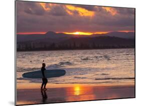 Surfer at Sunset, Gold Coast, Queensland, Australia-David Wall-Mounted Premium Photographic Print