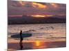 Surfer at Sunset, Gold Coast, Queensland, Australia-David Wall-Mounted Photographic Print