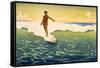 Surfer Coming In-null-Framed Stretched Canvas