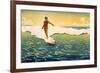 Surfer Coming In-null-Framed Art Print