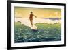 Surfer Coming In-null-Framed Art Print