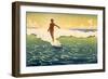 Surfer Coming In-null-Framed Art Print