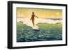 Surfer Coming In-null-Framed Art Print