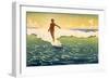 Surfer Coming In-null-Framed Art Print