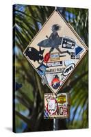 Surfer Crossing Sign, Rincon, PR-George Oze-Stretched Canvas