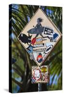 Surfer Crossing Sign, Rincon, PR-George Oze-Stretched Canvas