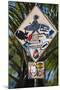 Surfer Crossing Sign, Rincon, PR-George Oze-Mounted Photographic Print