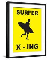 Surfer Crossing-null-Framed Art Print