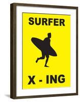 Surfer Crossing-null-Framed Art Print