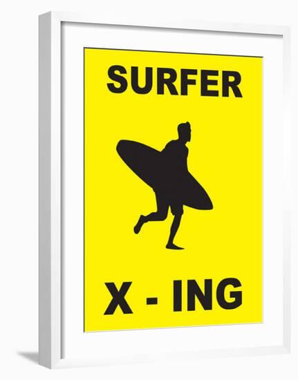 Surfer Crossing-null-Framed Art Print