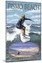 Surfer Day Scene - Pismo Beach, California-Lantern Press-Mounted Art Print