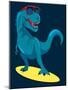 Surfer, Dinosaur, Monster Vector Design for Tee-braingraph-Mounted Art Print