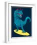 Surfer, Dinosaur, Monster Vector Design for Tee-braingraph-Framed Art Print