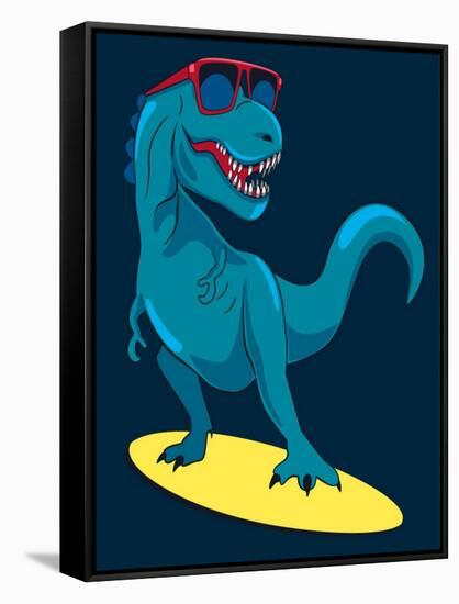 Surfer, Dinosaur, Monster Vector Design for Tee-braingraph-Framed Stretched Canvas