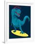 Surfer, Dinosaur, Monster Vector Design for Tee-braingraph-Framed Art Print