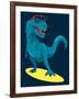 Surfer, Dinosaur, Monster Vector Design for Tee-braingraph-Framed Art Print