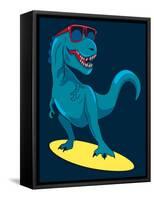 Surfer, Dinosaur, Monster Vector Design for Tee-braingraph-Framed Stretched Canvas