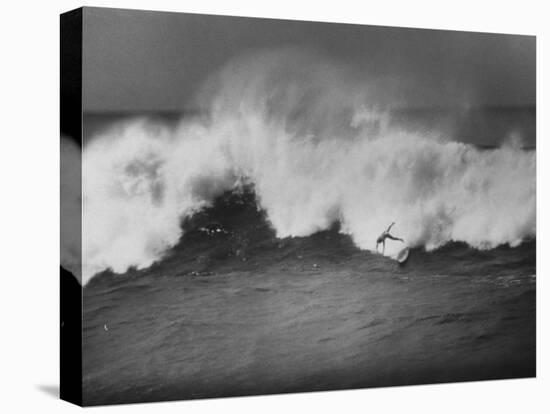 Surfer Fred Van Dyke Riding Giant Wave-George Silk-Stretched Canvas