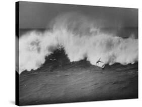 Surfer Fred Van Dyke Riding Giant Wave-George Silk-Stretched Canvas