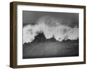 Surfer Fred Van Dyke Riding Giant Wave-George Silk-Framed Photographic Print