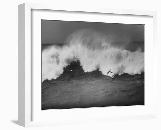 Surfer Fred Van Dyke Riding Giant Wave-George Silk-Framed Photographic Print