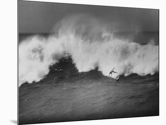 Surfer Fred Van Dyke Riding Giant Wave-George Silk-Mounted Photographic Print