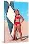 Surfer Girl in Red Two-Piece-null-Stretched Canvas