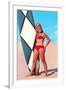 Surfer Girl in Red Two-Piece-null-Framed Art Print