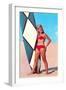 Surfer Girl in Red Two-Piece-null-Framed Art Print