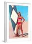 Surfer Girl in Red Two-Piece-null-Framed Art Print