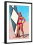 Surfer Girl in Red Two-Piece-null-Framed Art Print