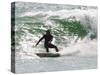 Surfer Goes Right at Tamarack Surf Beach, Carlsbad, California, USA-Nancy & Steve Ross-Stretched Canvas