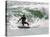 Surfer Goes Right at Tamarack Surf Beach, Carlsbad, California, USA-Nancy & Steve Ross-Stretched Canvas