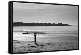 Surfer Holding Board Newport Rhode Island-null-Framed Stretched Canvas