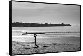 Surfer Holding Board Newport Rhode Island-null-Framed Stretched Canvas