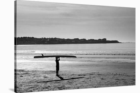 Surfer Holding Board Newport Rhode Island-null-Stretched Canvas