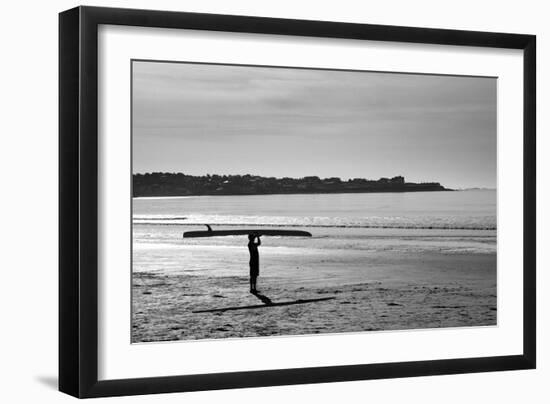 Surfer Holding Board Newport Rhode Island-null-Framed Photo