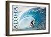 Surfer in Perfect Wave - Aloha-Lantern Press-Framed Art Print