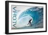 Surfer in Perfect Wave - Aloha-Lantern Press-Framed Art Print