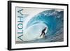 Surfer in Perfect Wave - Aloha-Lantern Press-Framed Art Print