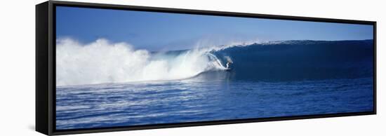 Surfer in the Sea, Tahiti, French Polynesia-null-Framed Stretched Canvas